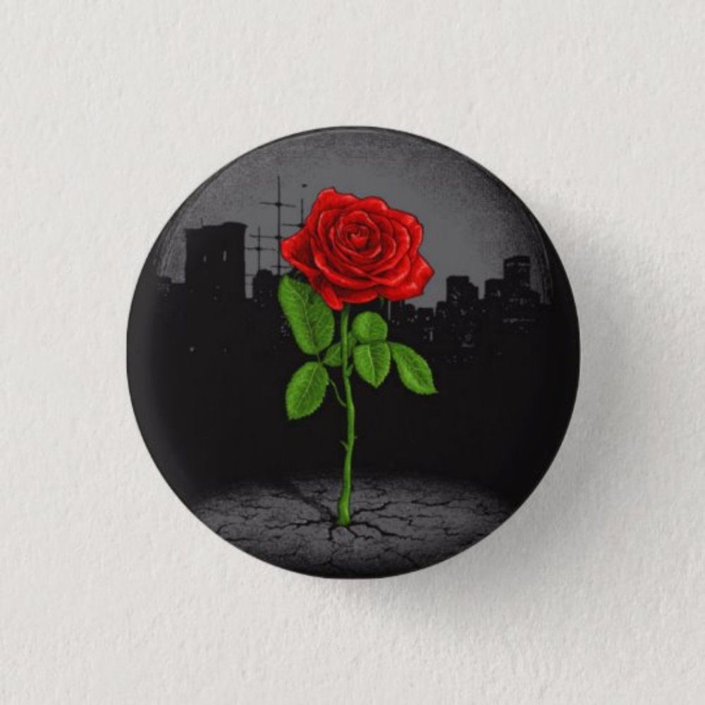 Rose from Concrete Button